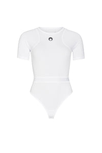 Body à manches courtes côtelé - White