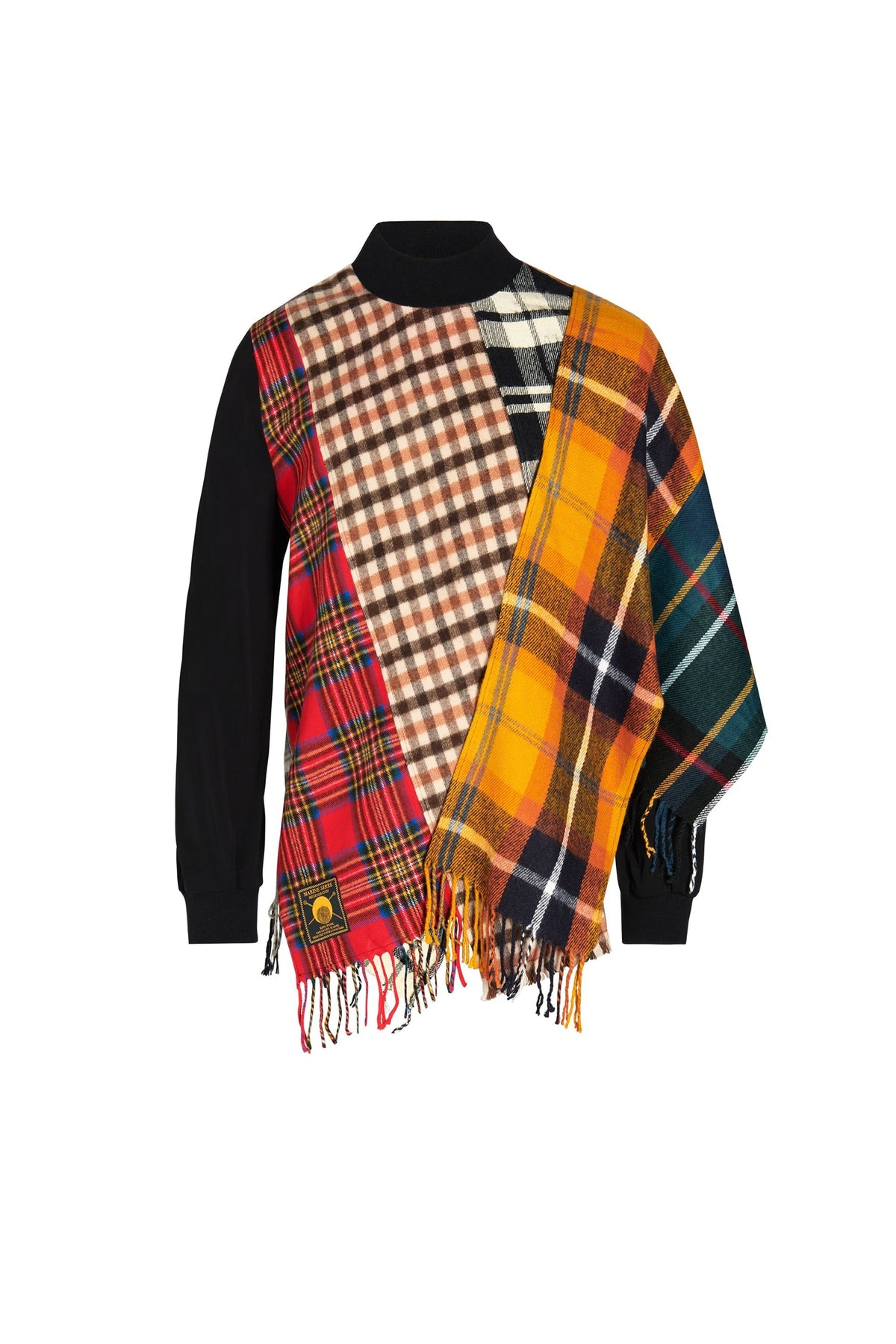 Sweat hybride foulard tartan en laine - Blue