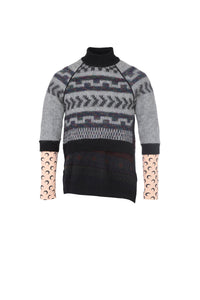 Pull hybride en laine tricot - Black