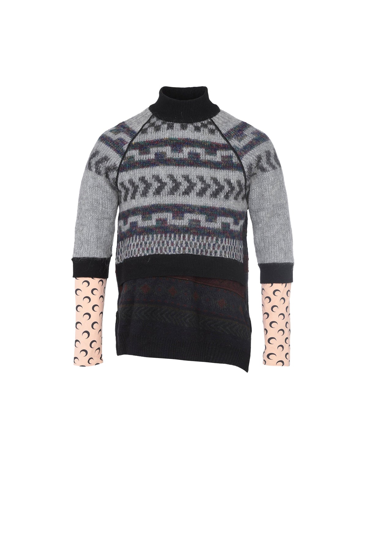 Pull hybride en laine tricot - Black