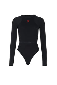 Body côtelé décolleté - Black