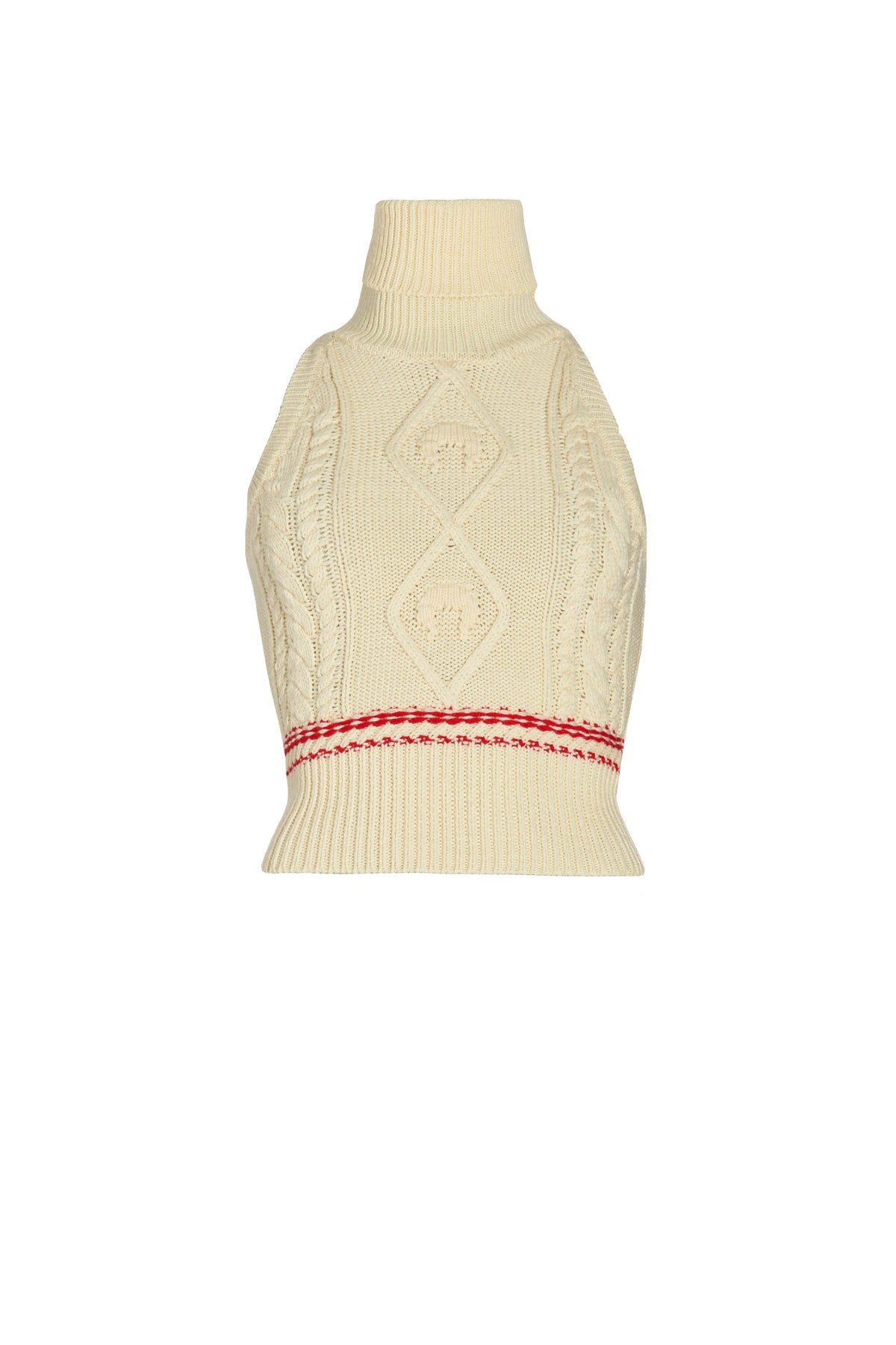 Top col roulé sans manches en laine - Beige