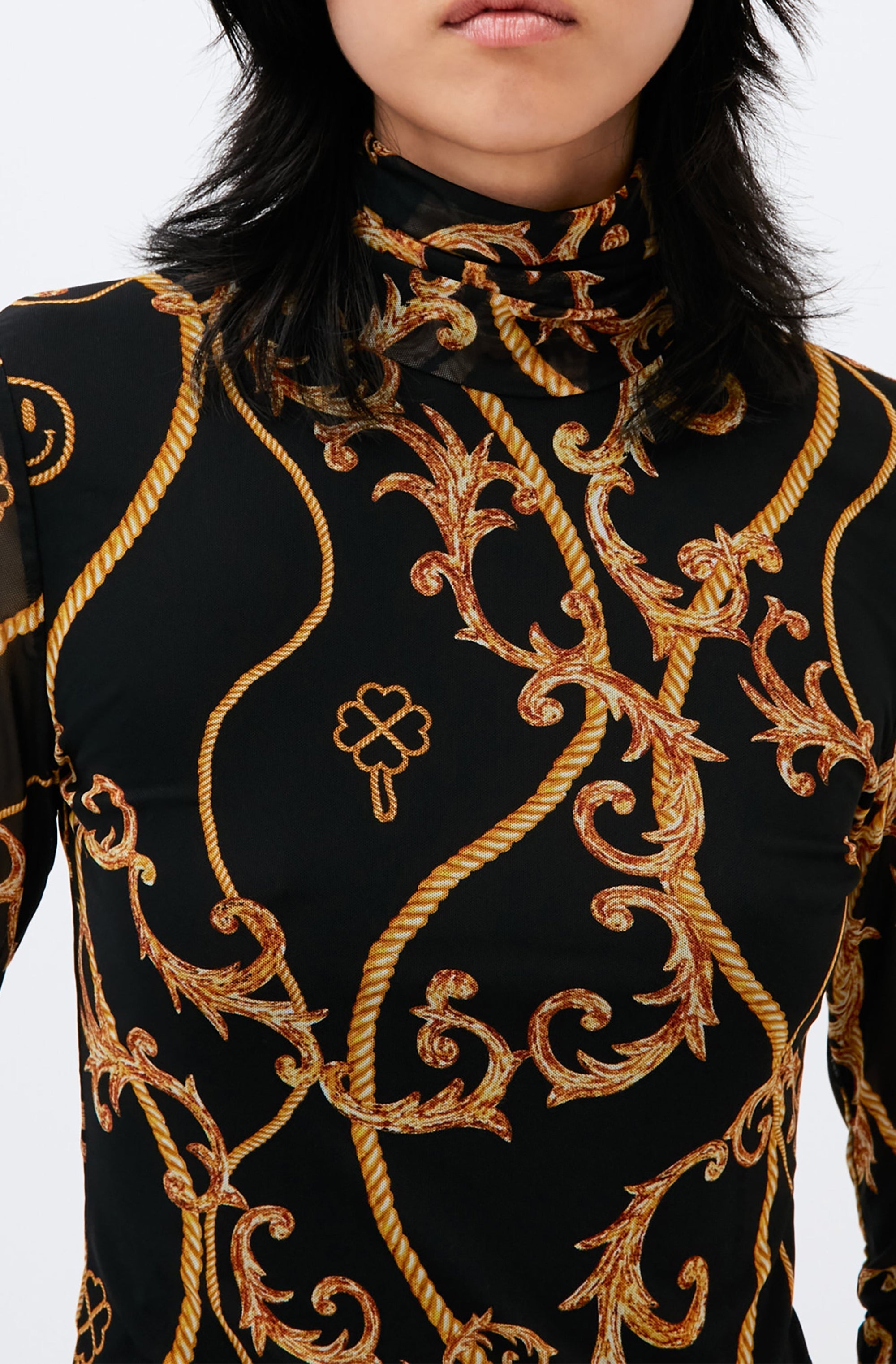 Top col roulé en maille - Black