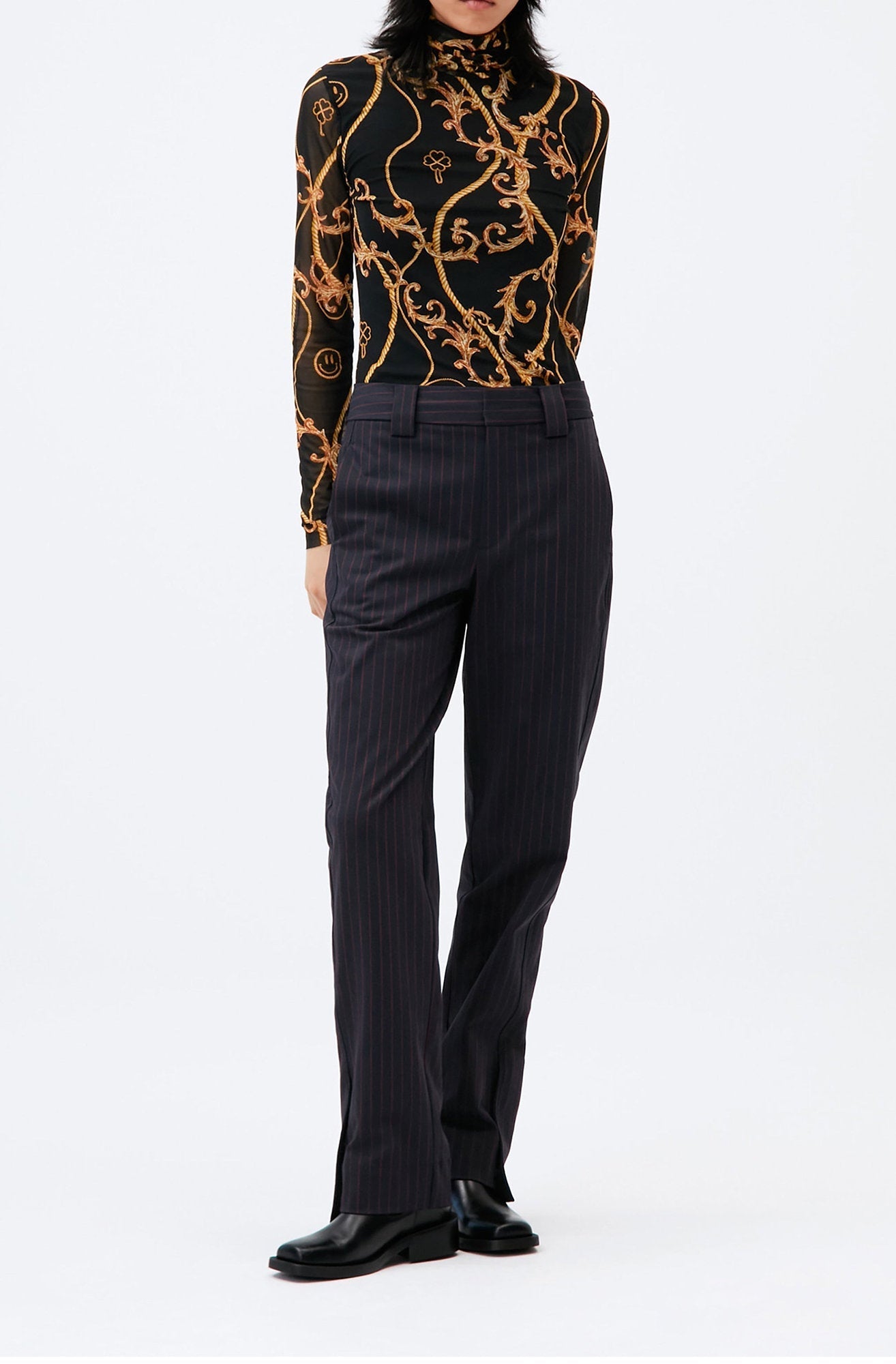 Top col roulé en maille - Black