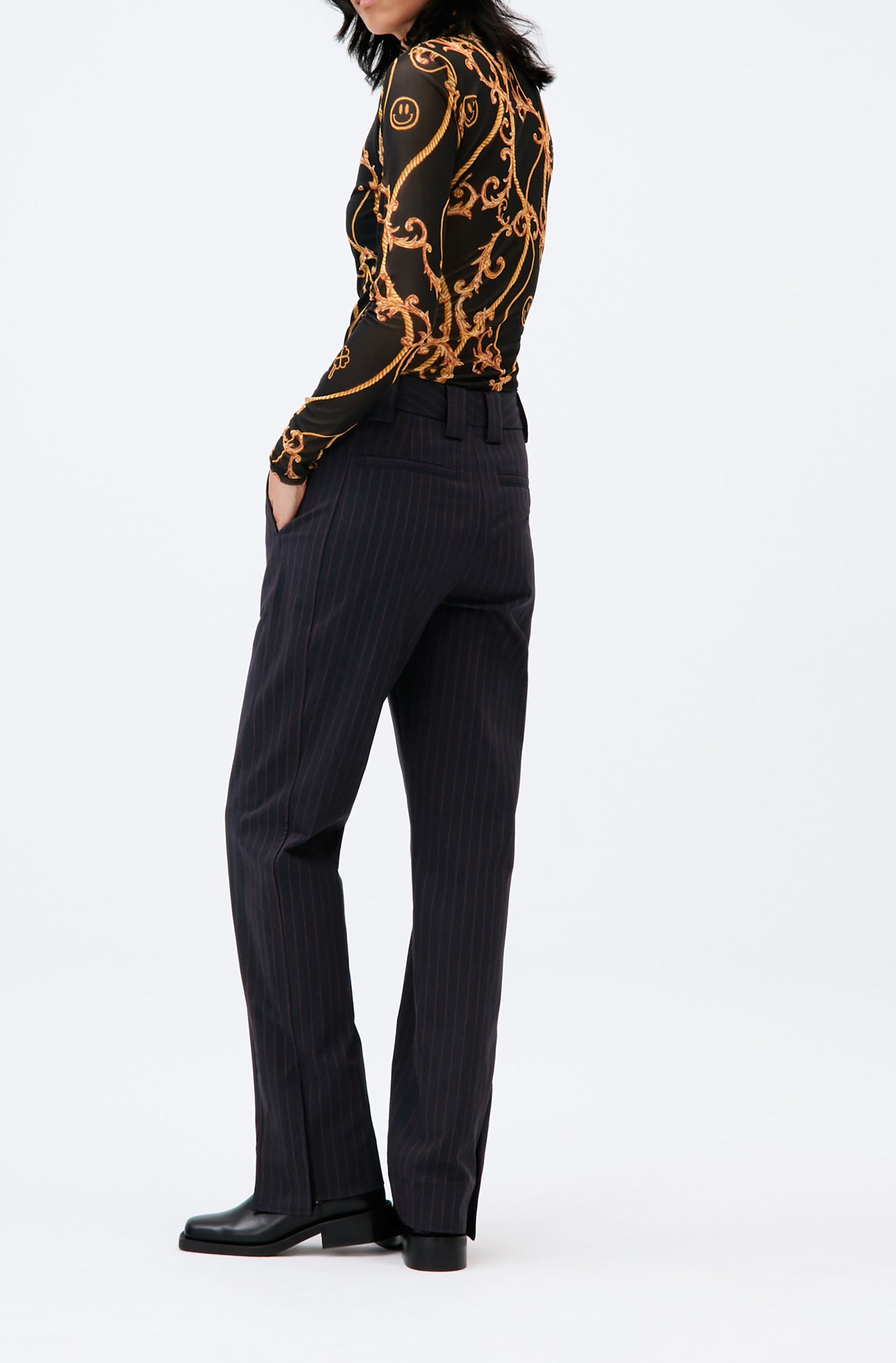 Top col roulé en maille - Black