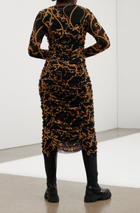 Robe midi froncée en maille - Black