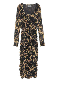 Robe midi froncée en maille - Black