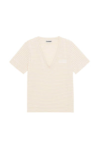 T-shirt à col V en lurex - Brazilian Sand