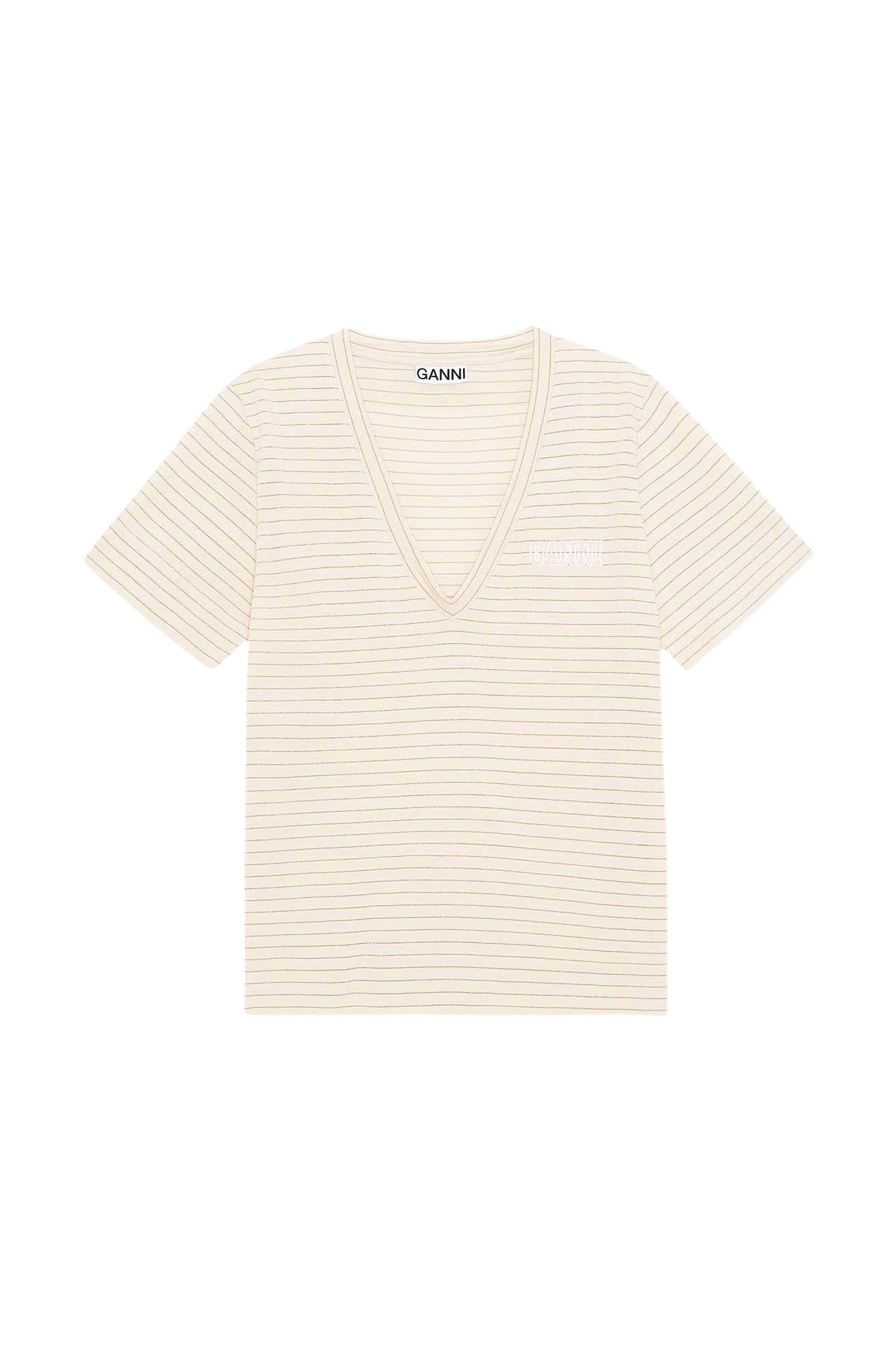 T-shirt à col V en lurex - Brazilian Sand