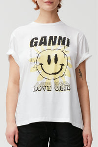 T-shirt ample à col rond Sun Love en jersey - Bright White