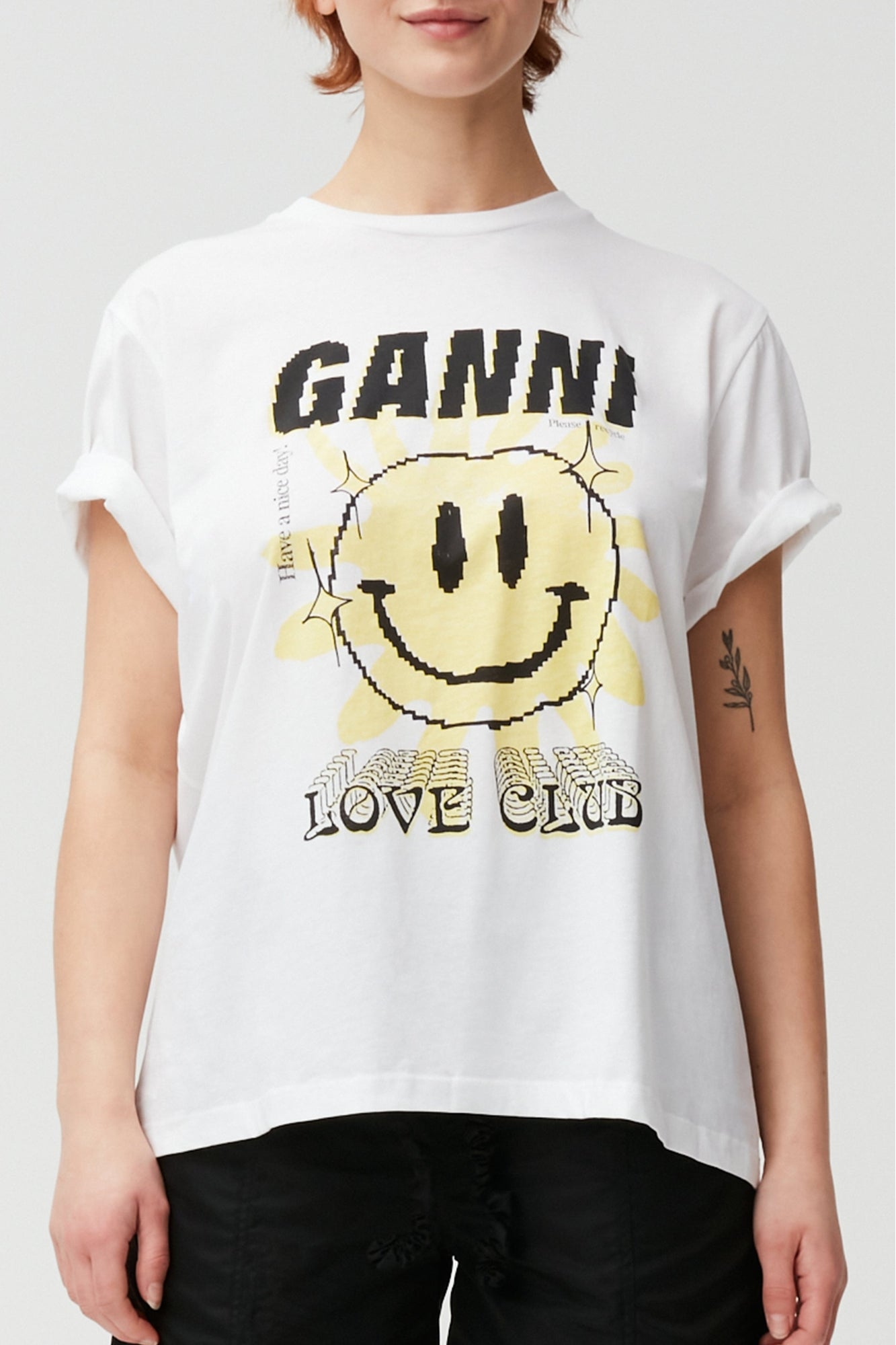 T-shirt ample à col rond Sun Love en jersey - Bright White