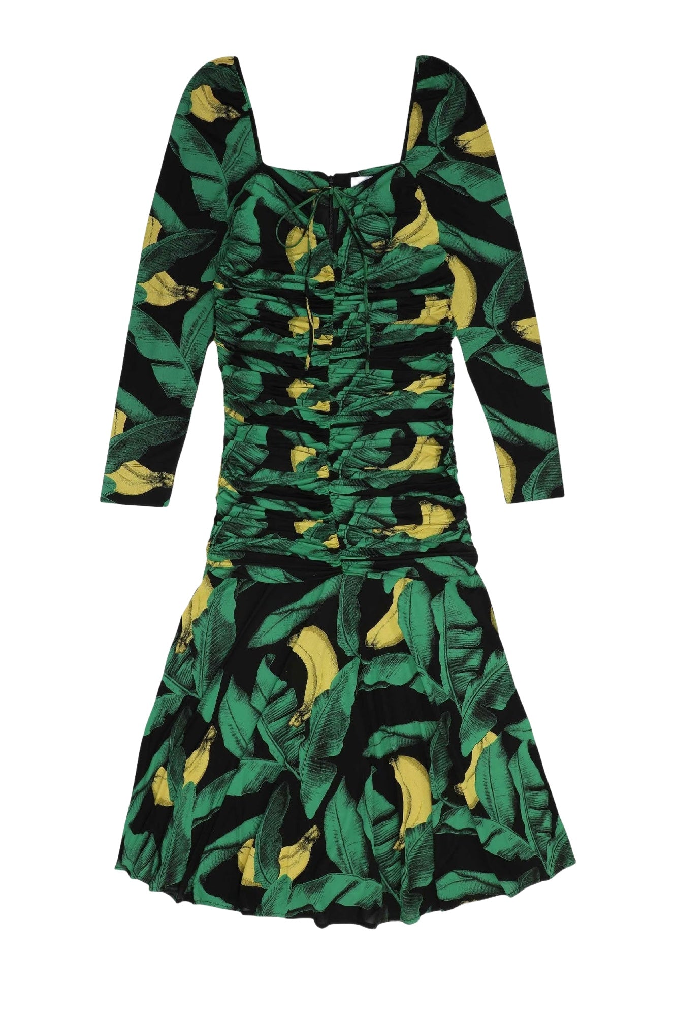 Robe midi froncée en maille - Black