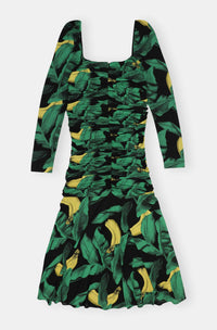 Robe midi froncée en maille - Black