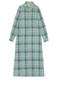 Robe chemise à carreaux en crêpe - Lagoon
