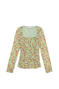 Blouse en résille imprimée - Meadow Celadon Green