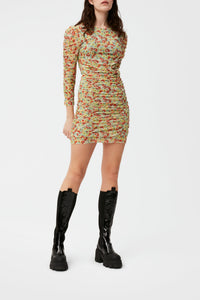 Printed knitted short dress - Meadow Celadon Green