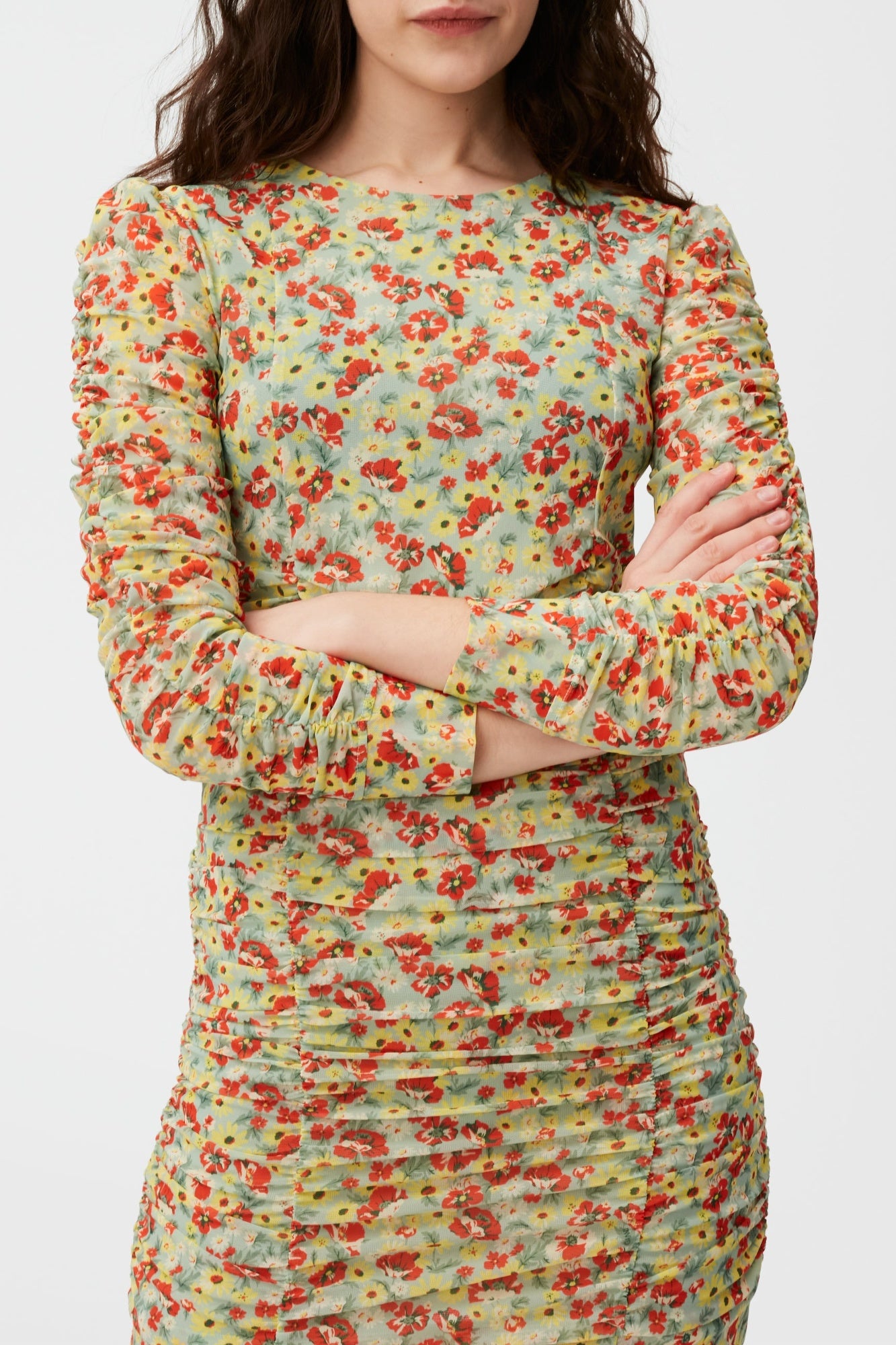 Printed knitted short dress - Meadow Celadon Green