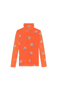 Top col roulé à manches longues en maille imprimé - Orangeade