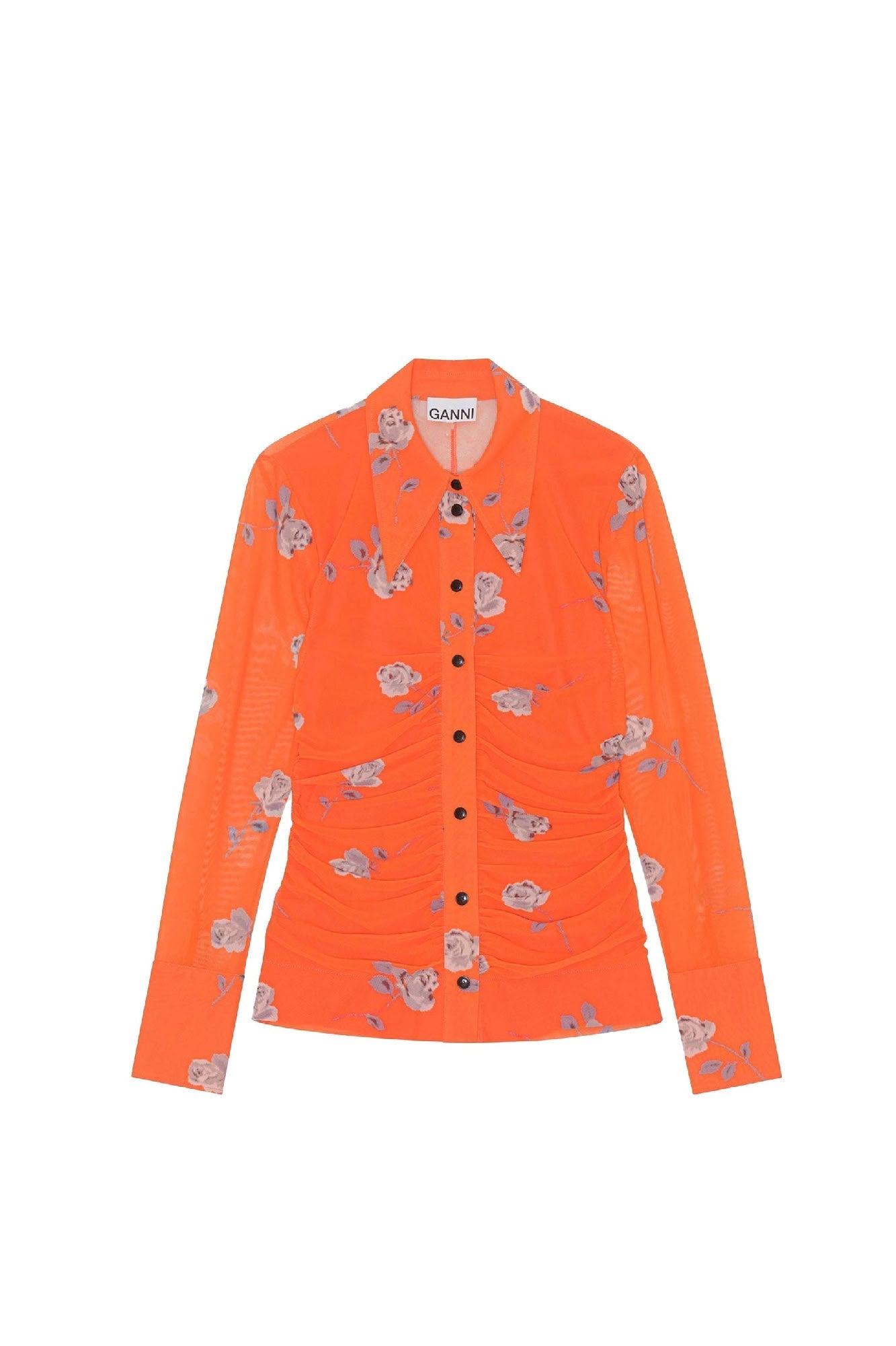 Chemise froncée en maille imprimé - Orangeade