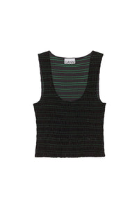 Top à smocks en velours - Black