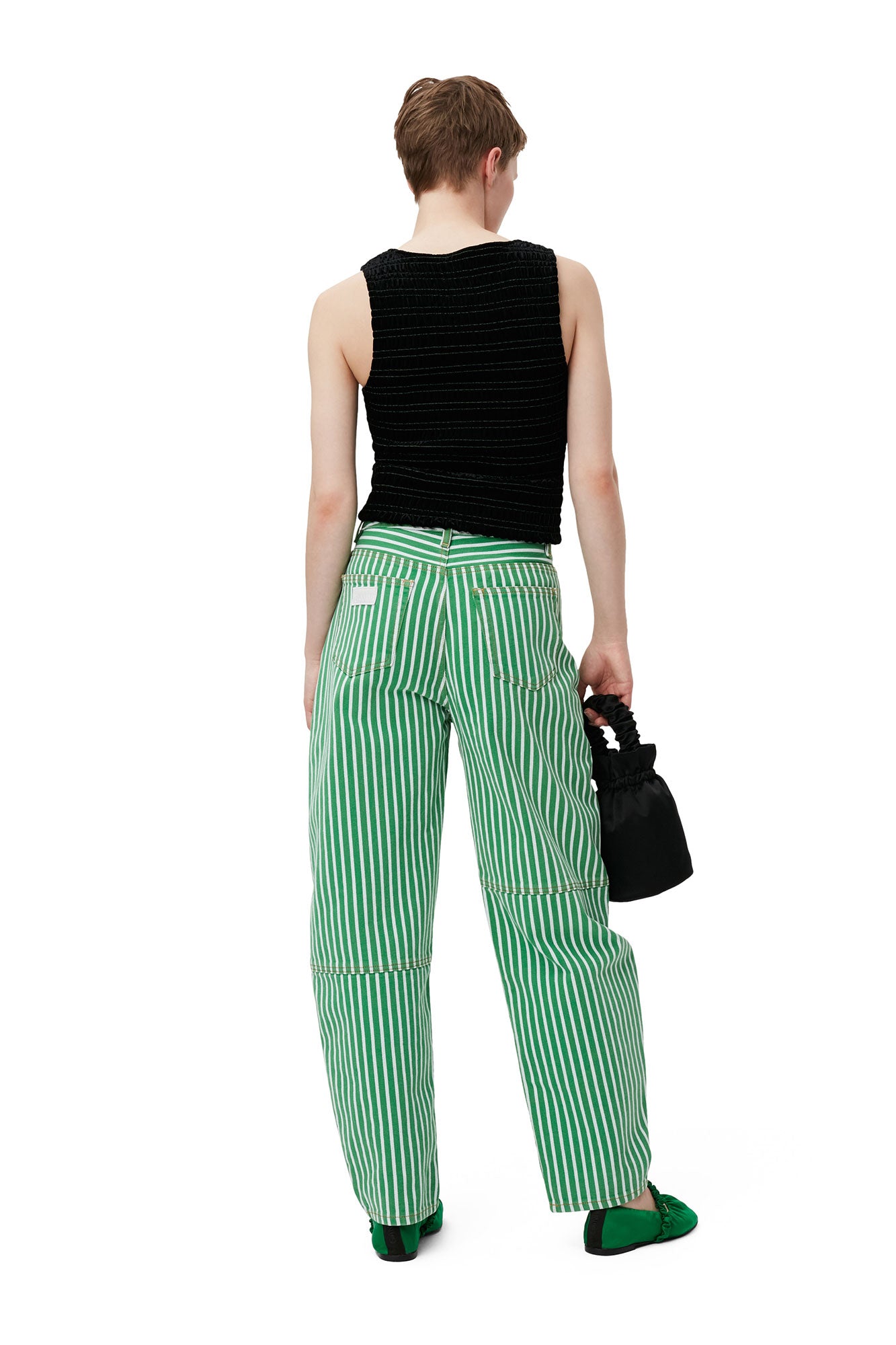 Top à smocks en velours - Black