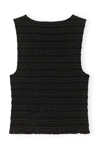 Top à smocks en velours - Black