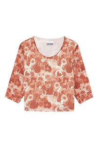 T-shirt court en mesh imprimé - Marsala