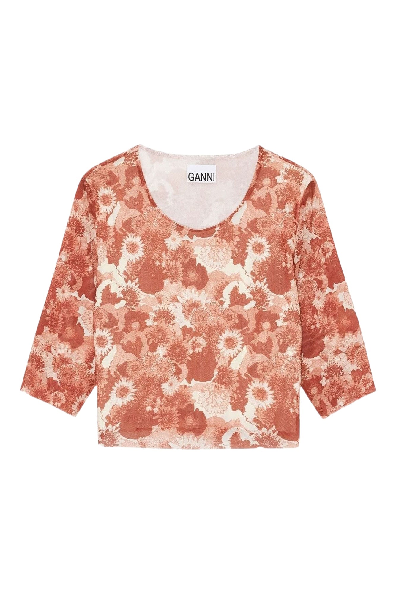 T-shirt court en mesh imprimé - Marsala