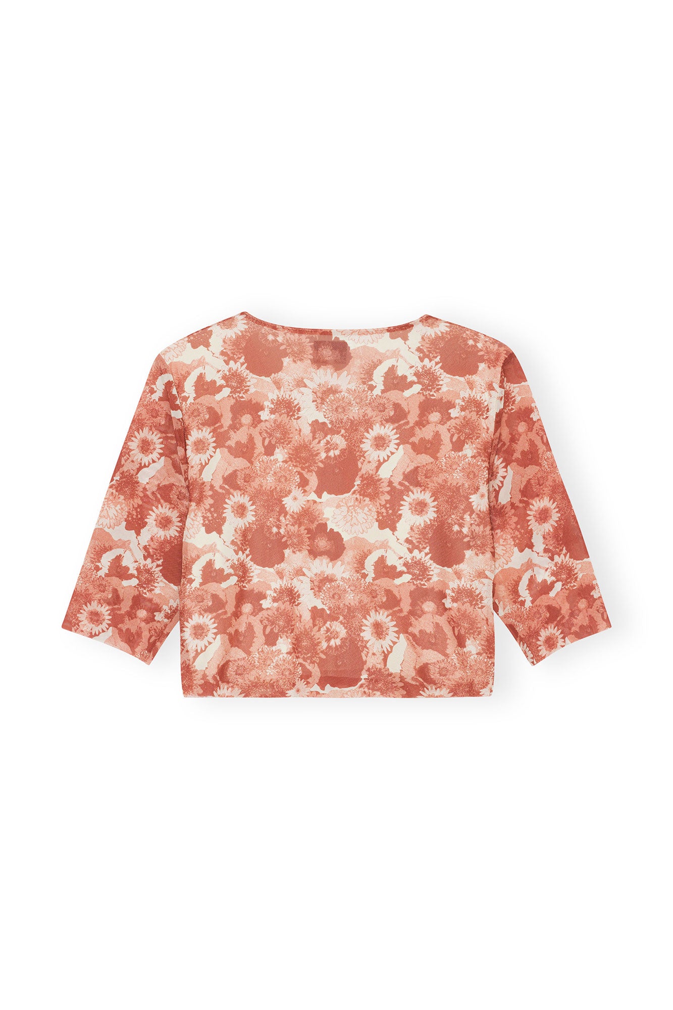 T-shirt court en mesh imprimé - Marsala