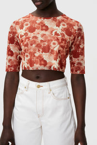 T-shirt court en mesh imprimé - Marsala
