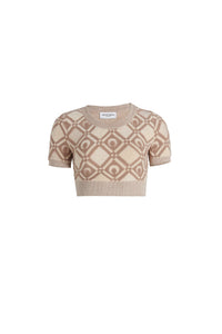 Top court en jacquard - Beige