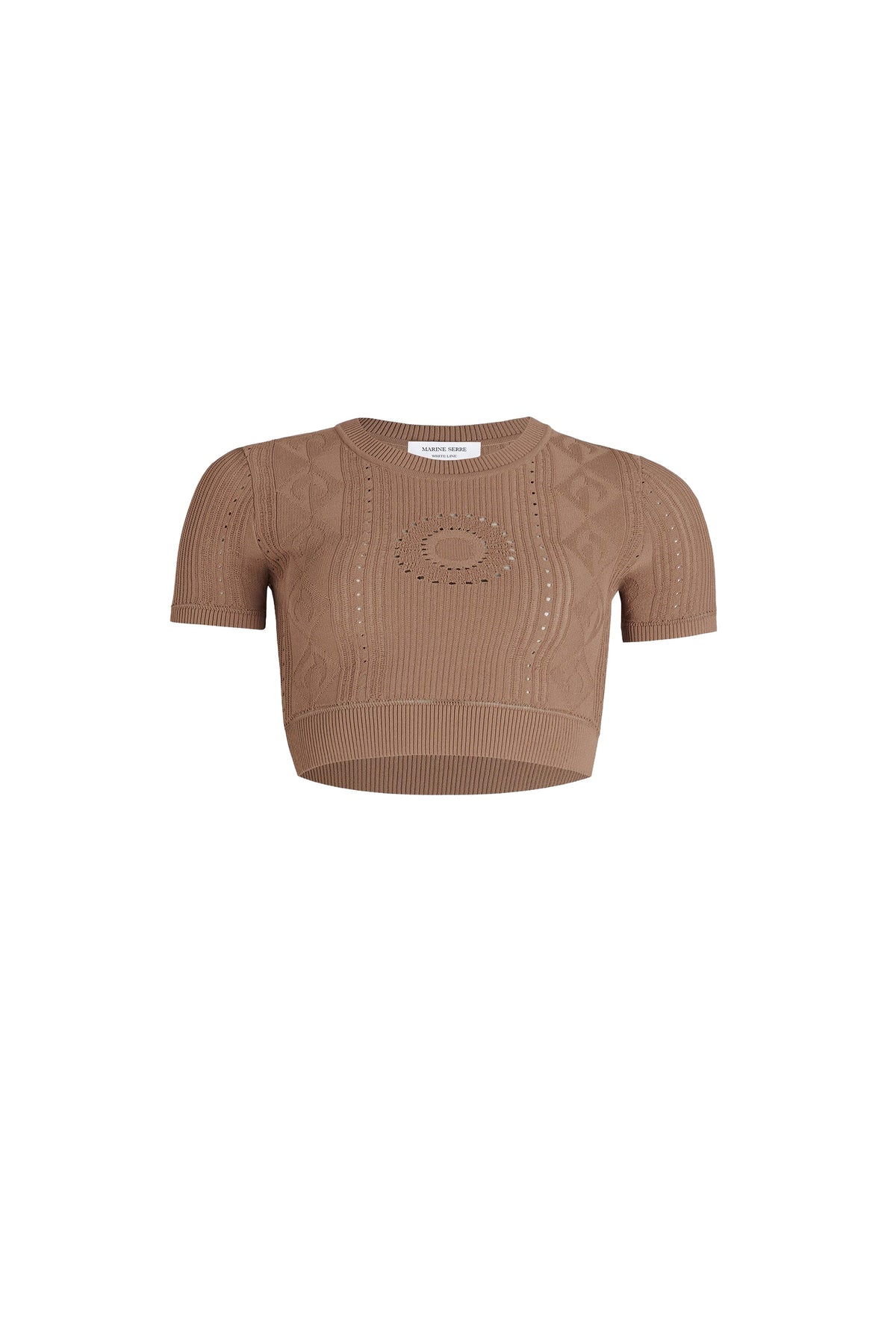 Top court en maille pointelle - Beige