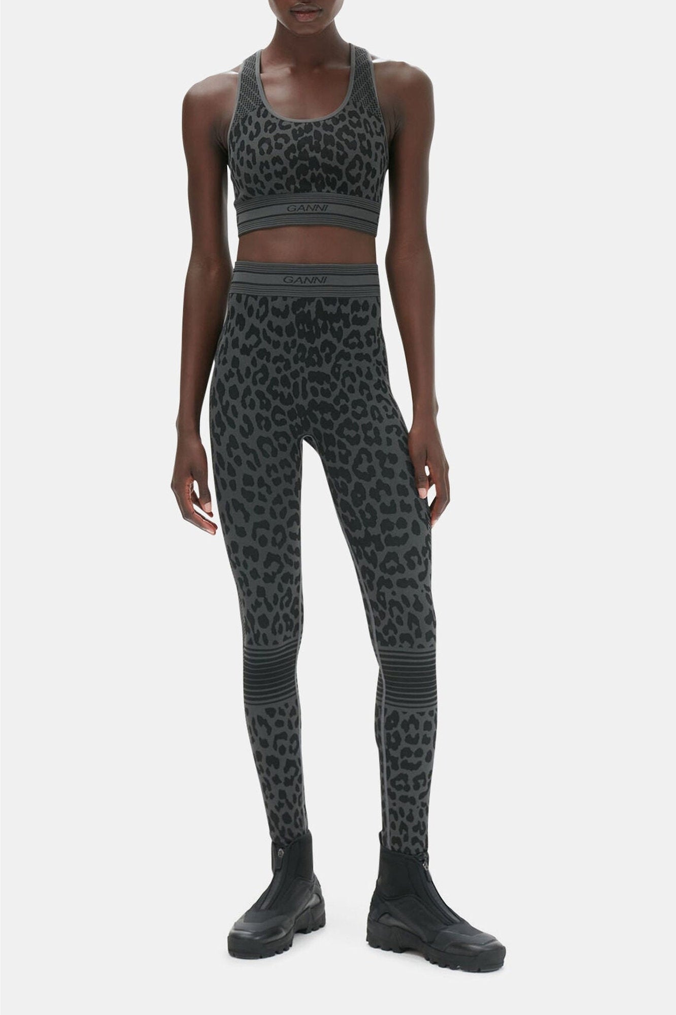Legging sans couture en jacquard - Black
