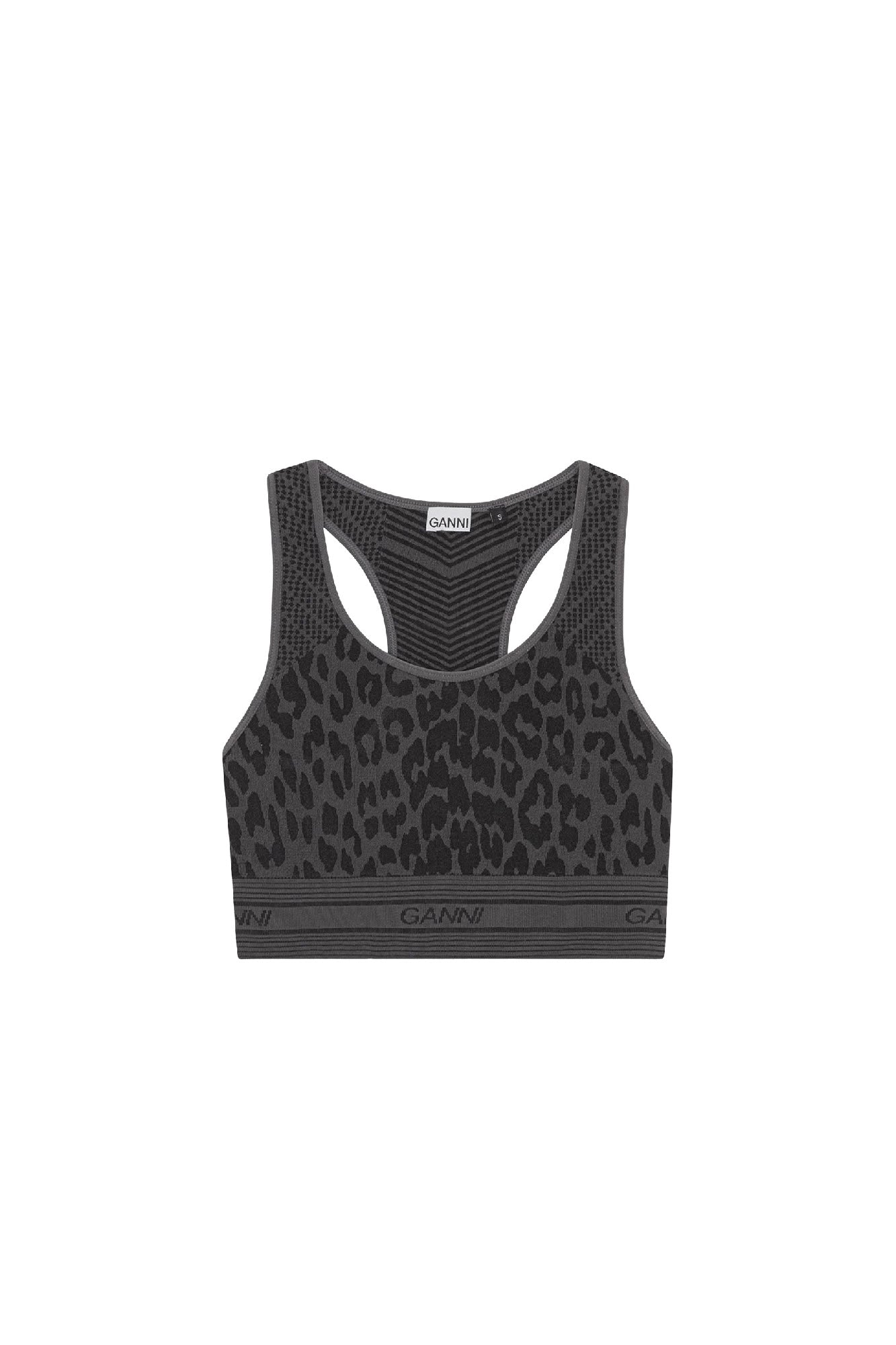 Débardeur court sans couture en jacquard - Black