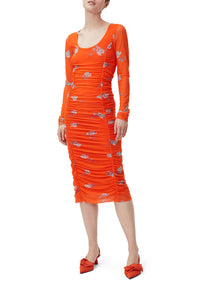 Robe midi froncée en maille - Orangeade