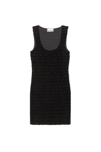 Robe courte smockée en velours - Black
