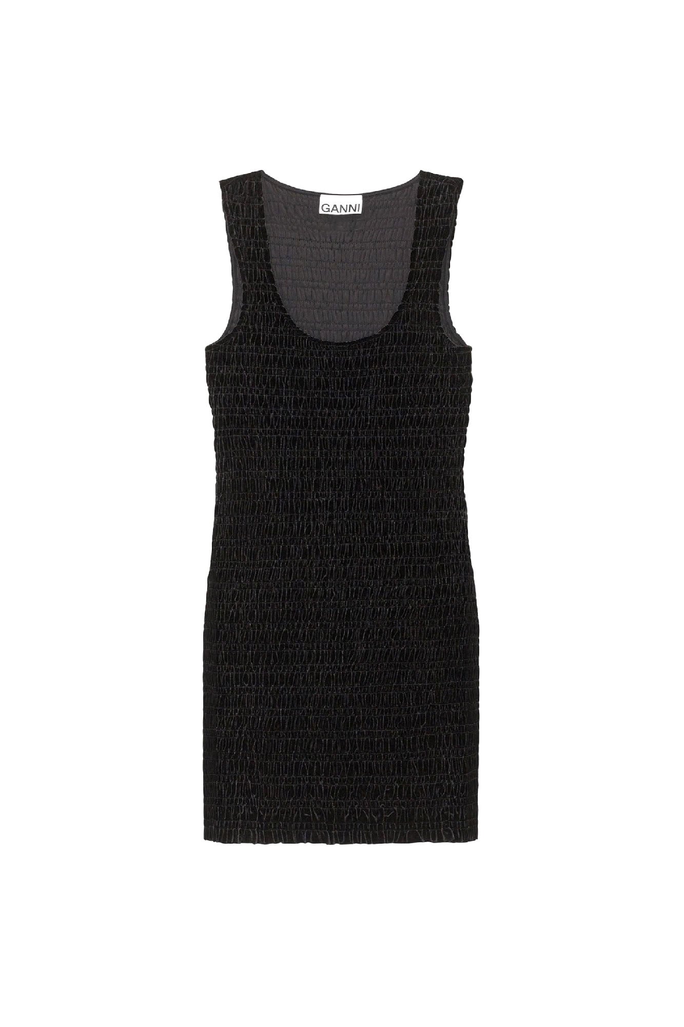 Robe courte smockée en velours - Black