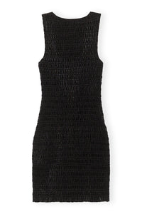 Robe courte smockée en velours - Black