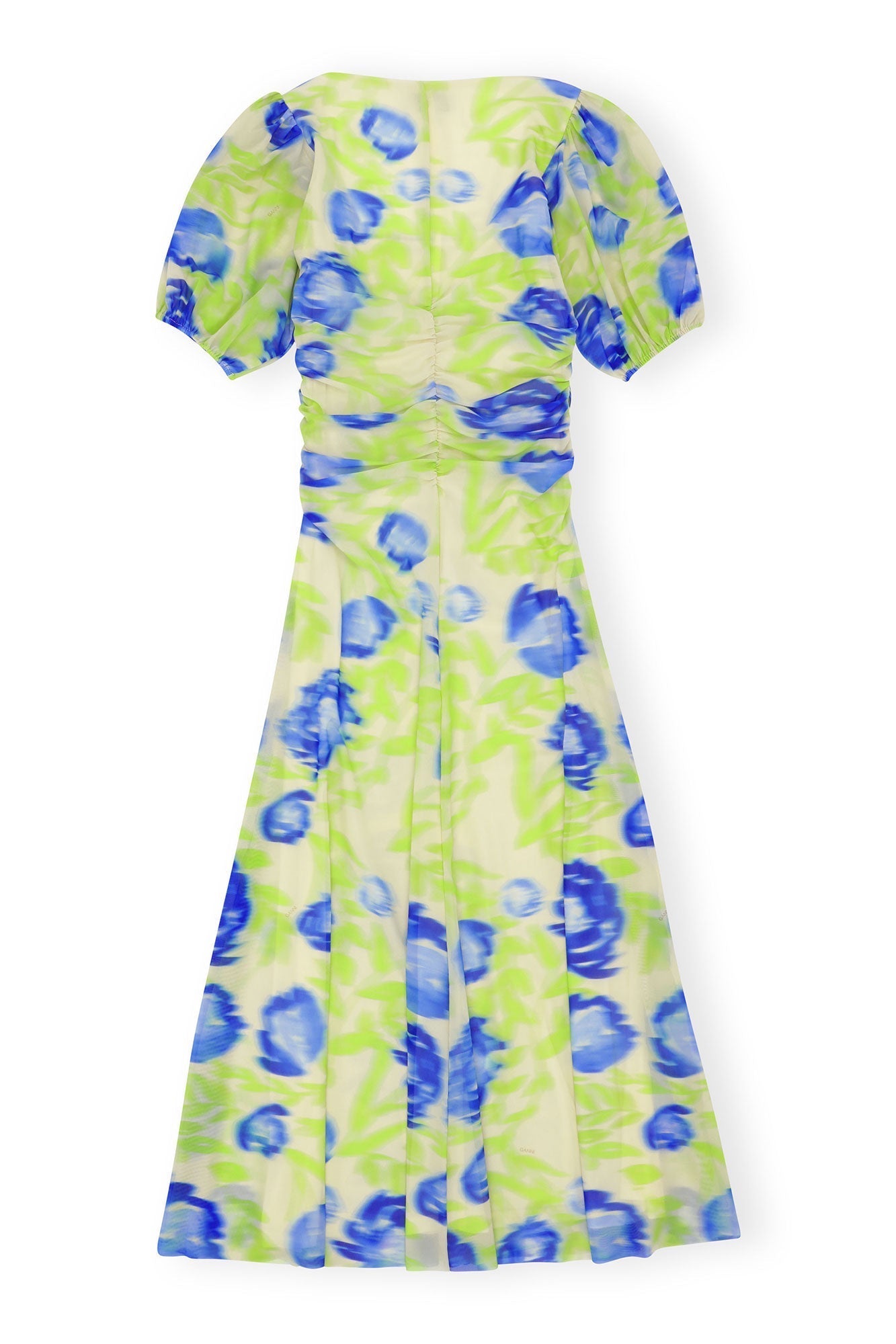 Robe midi à manches bouffantes en maille imprimé - Strong Blue