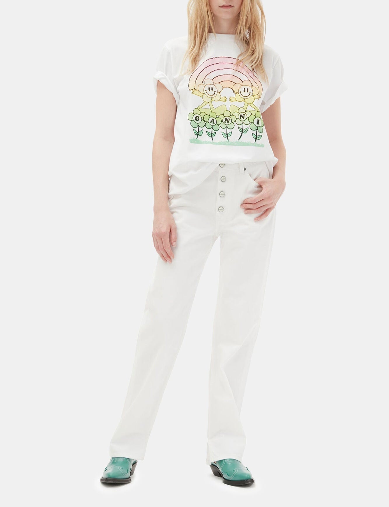 Rainbow casual T-shirt - Bright White