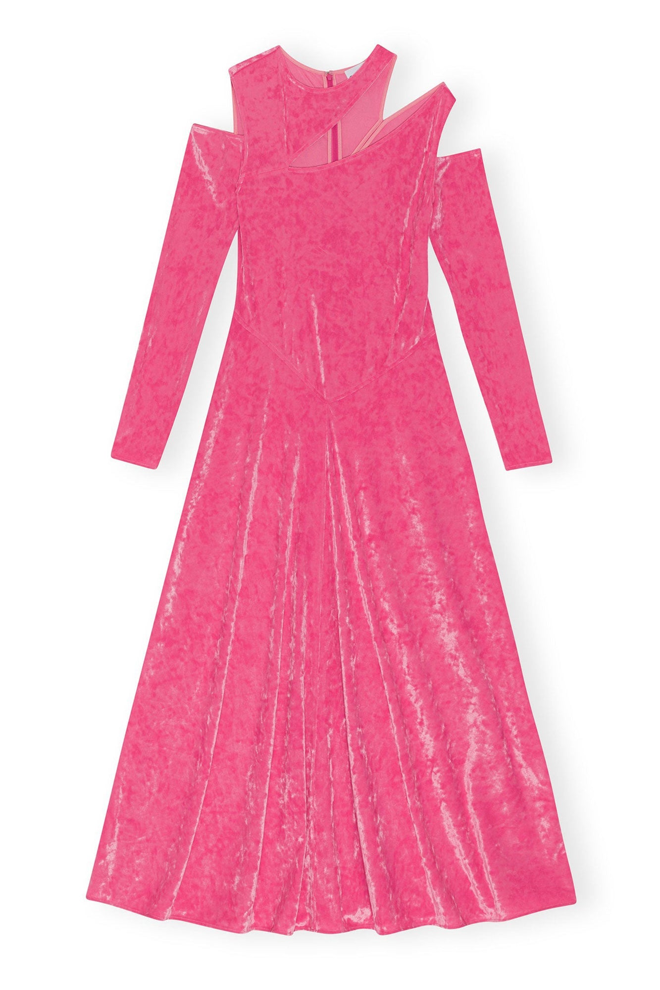 Robe longue en velours - Shocking Pink