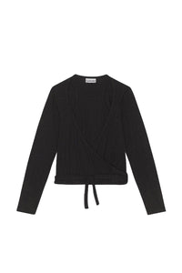 Blouse portefeuille côtelé - Black