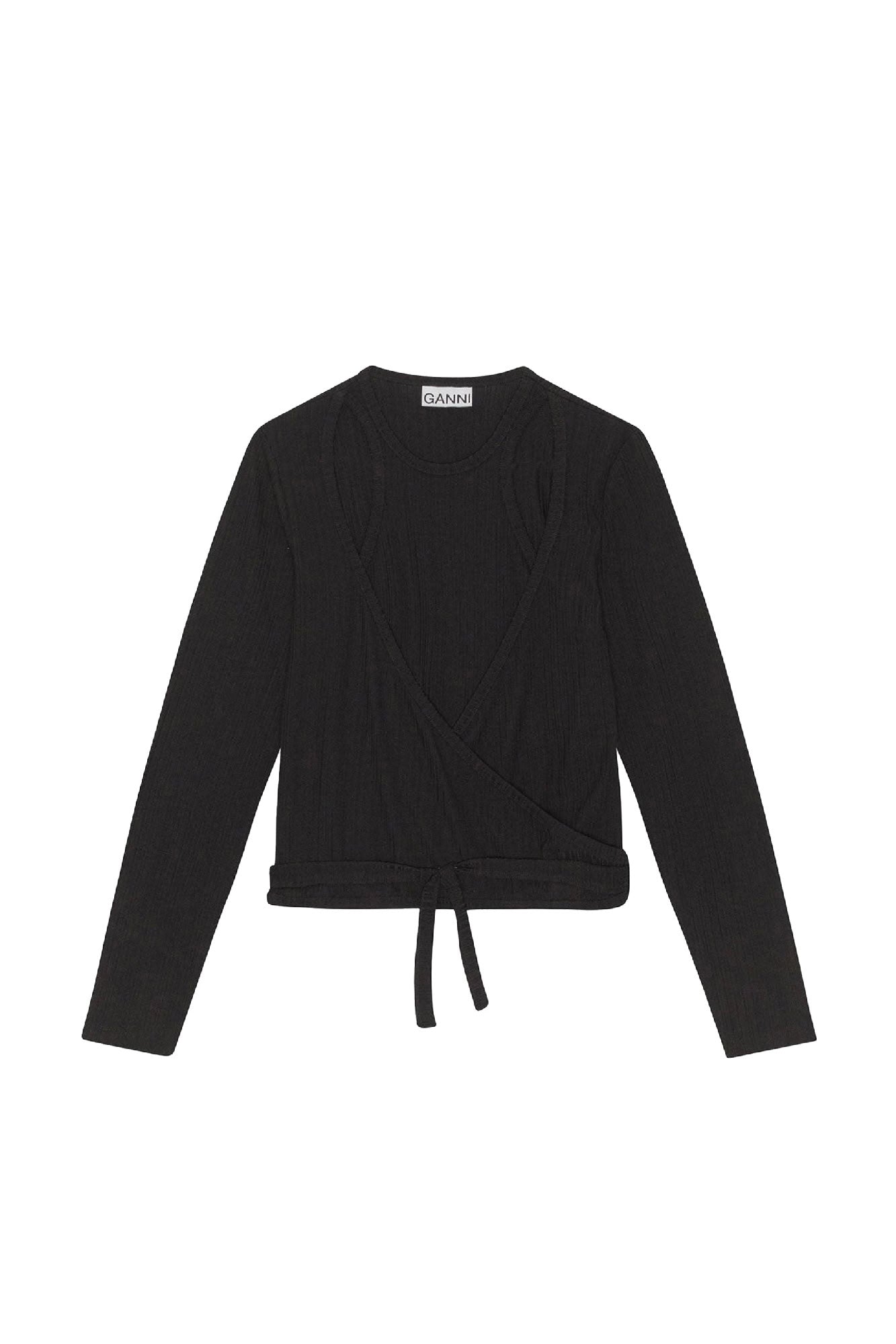 Blouse portefeuille côtelé - Black