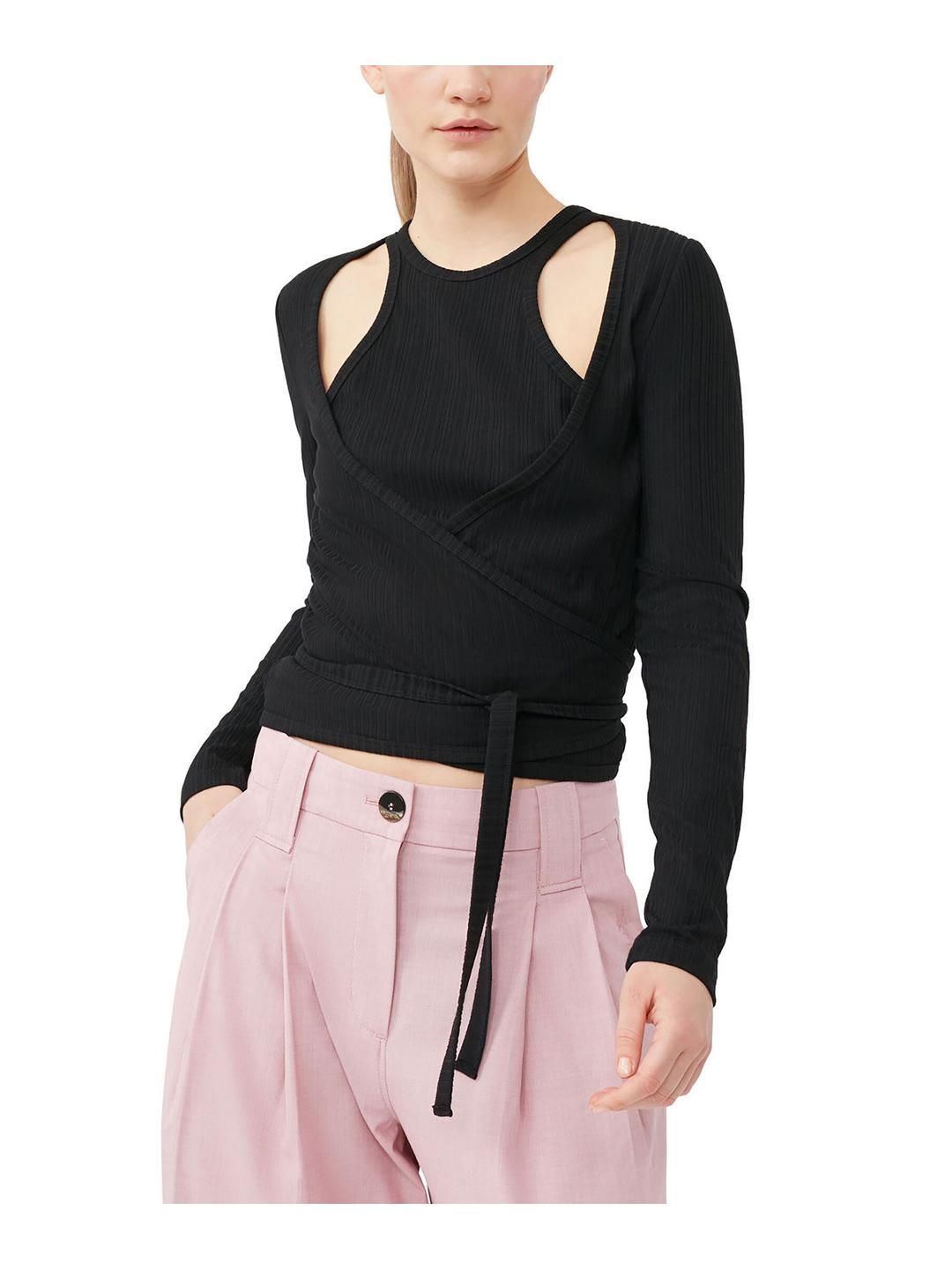 Blouse portefeuille côtelé - Black