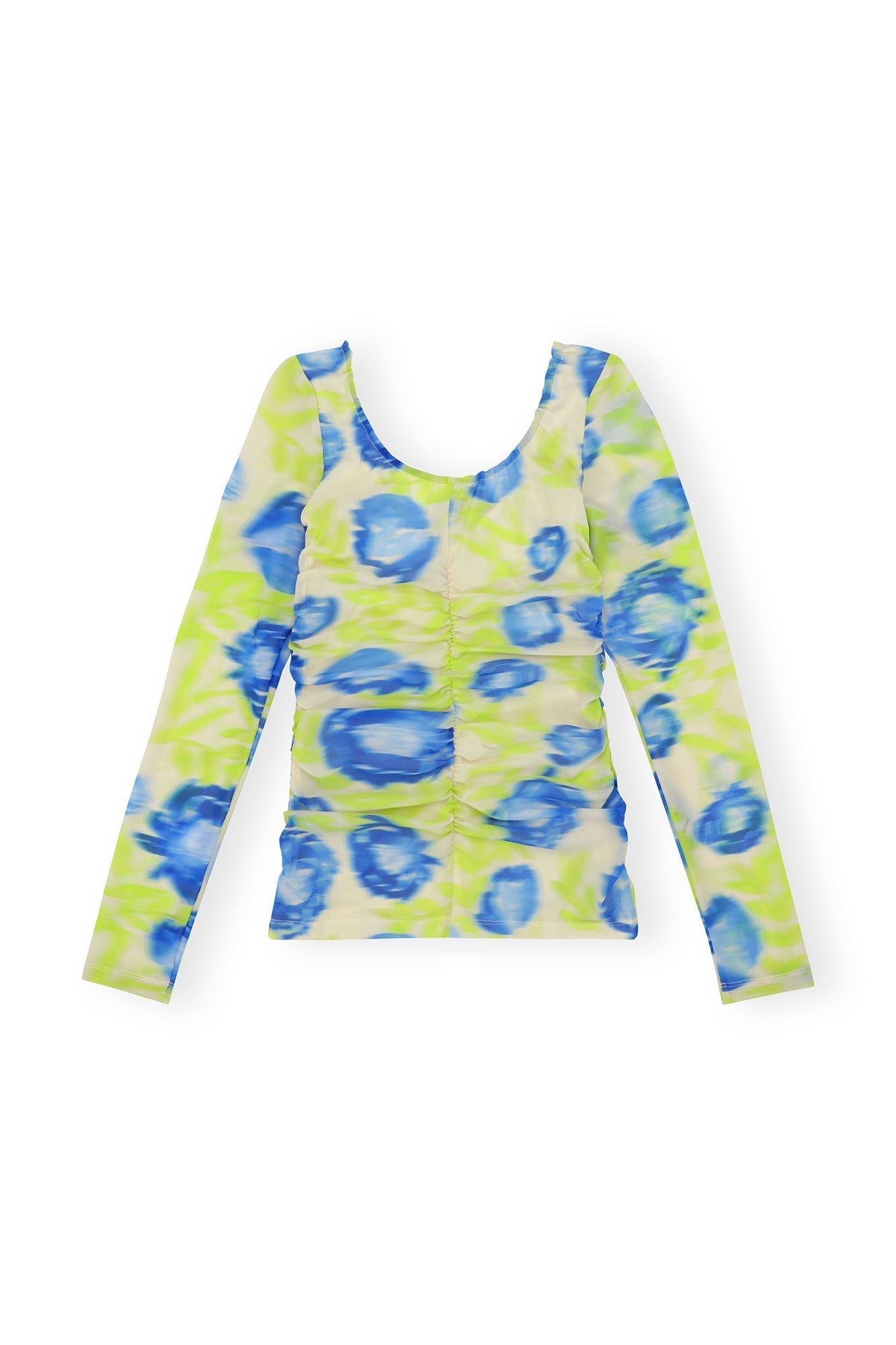 Blouse froncée et décollectée en maille imprimé - Strong Blue