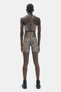 Débardeur court zippé à dos nageur Active - Leopard