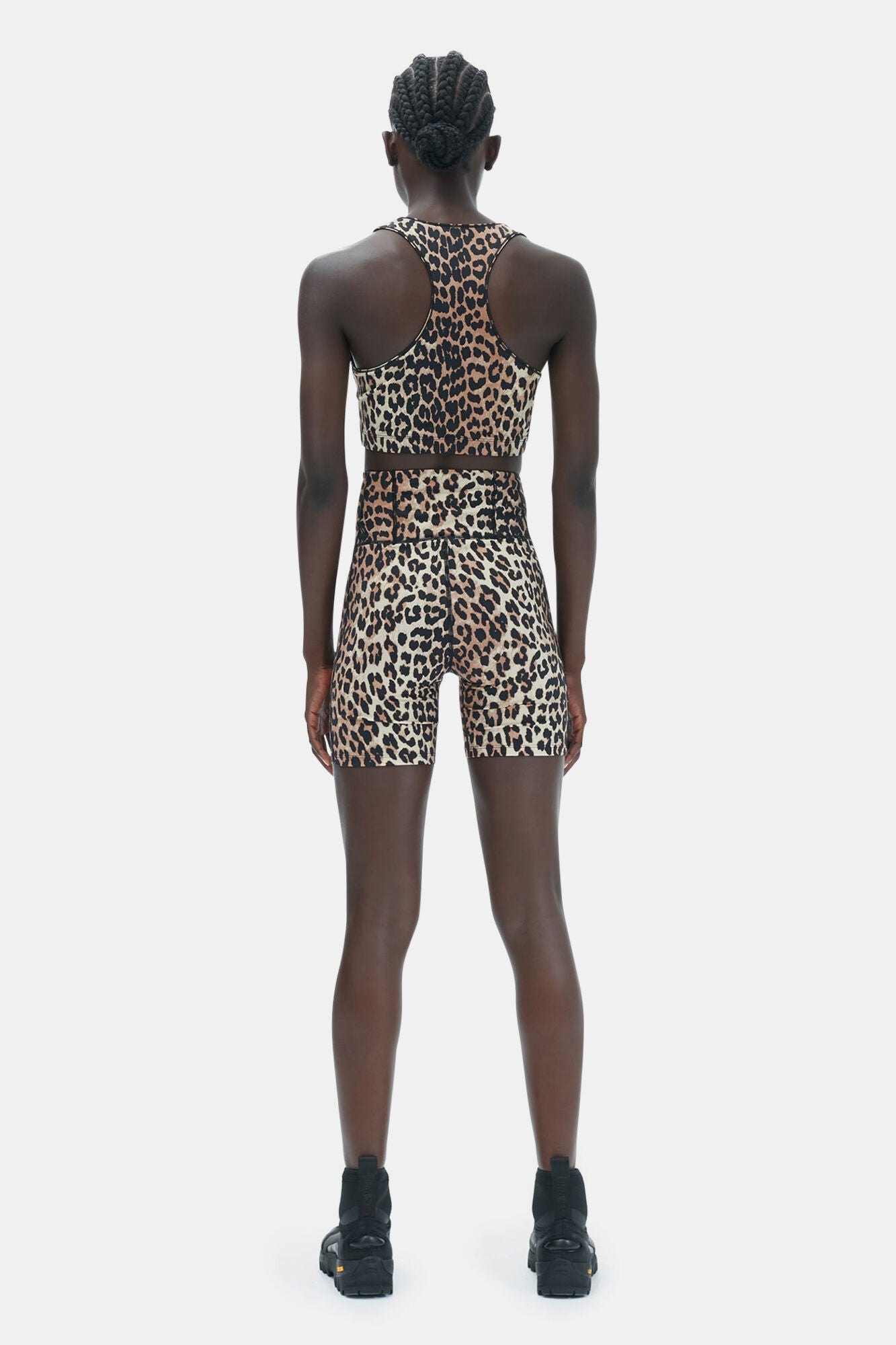 Débardeur court zippé à dos nageur Active - Leopard