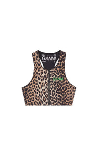 Active back zip tank top - Leopard