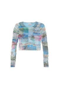 Blouse froncée en maille imprimé - Wild Orchid