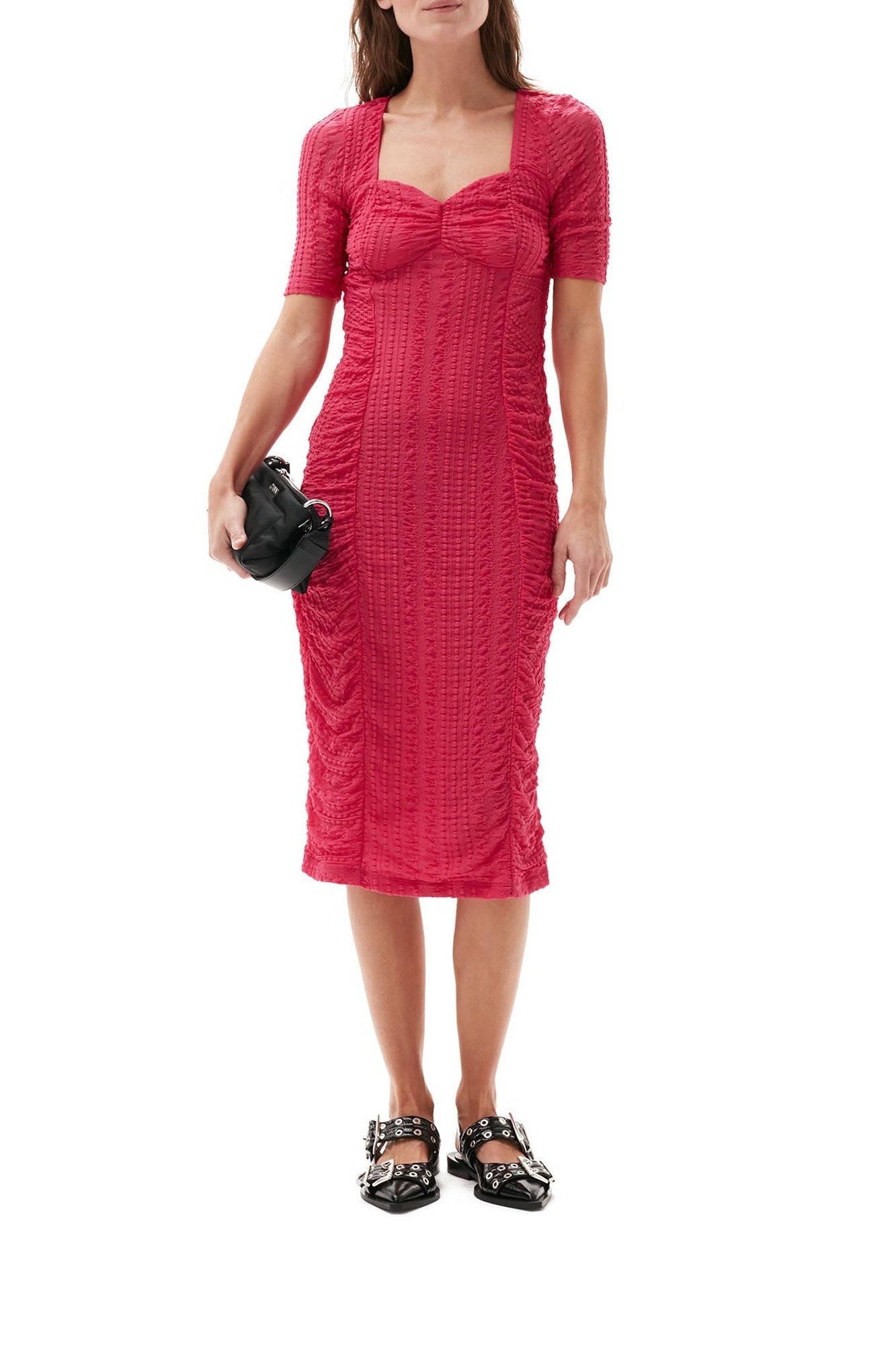 Robe midi froncée en dentelle - Love Potion